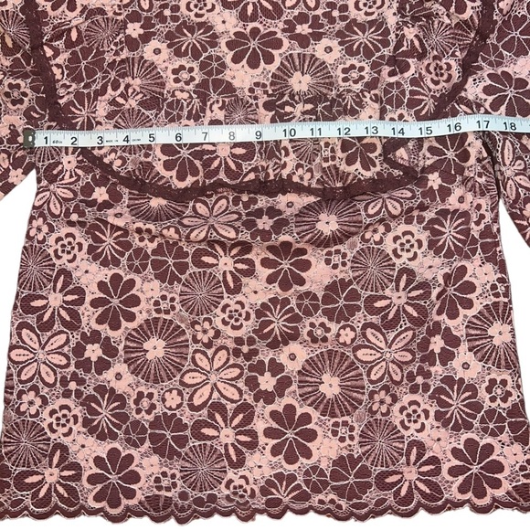 NWOT VICI Champagne & Strawberry Pink Change Is Beautiful Ruffle Lace Top Small - Picture 12 of 13